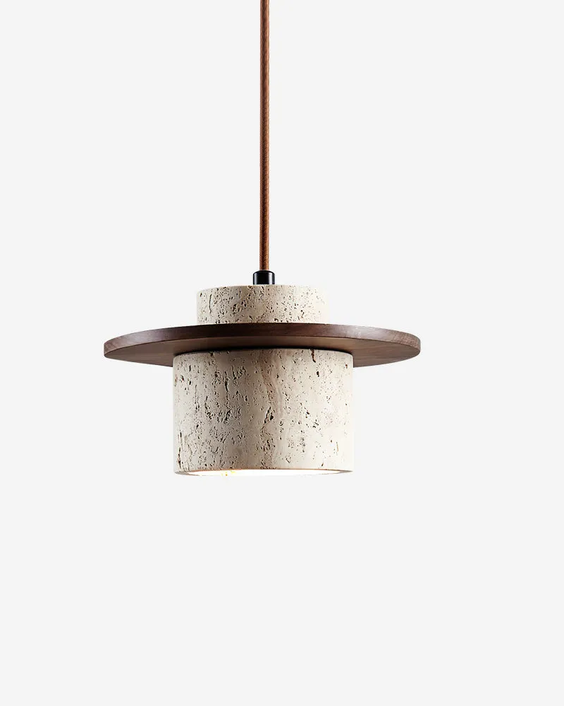 Pendant Light Travertine and Walnut Wood | Tamo