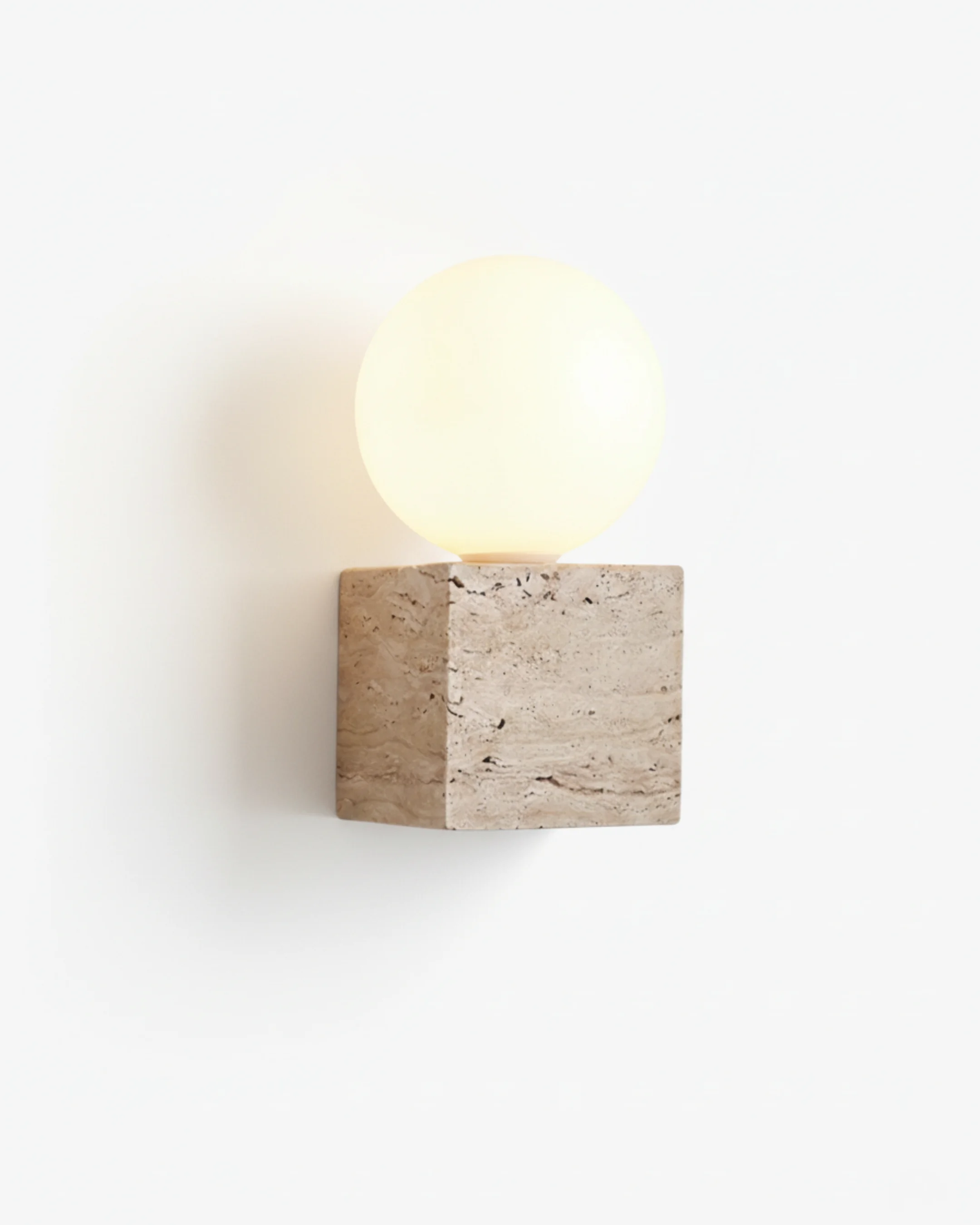 Wall Sconce Travertine and Glass Globe | Yama