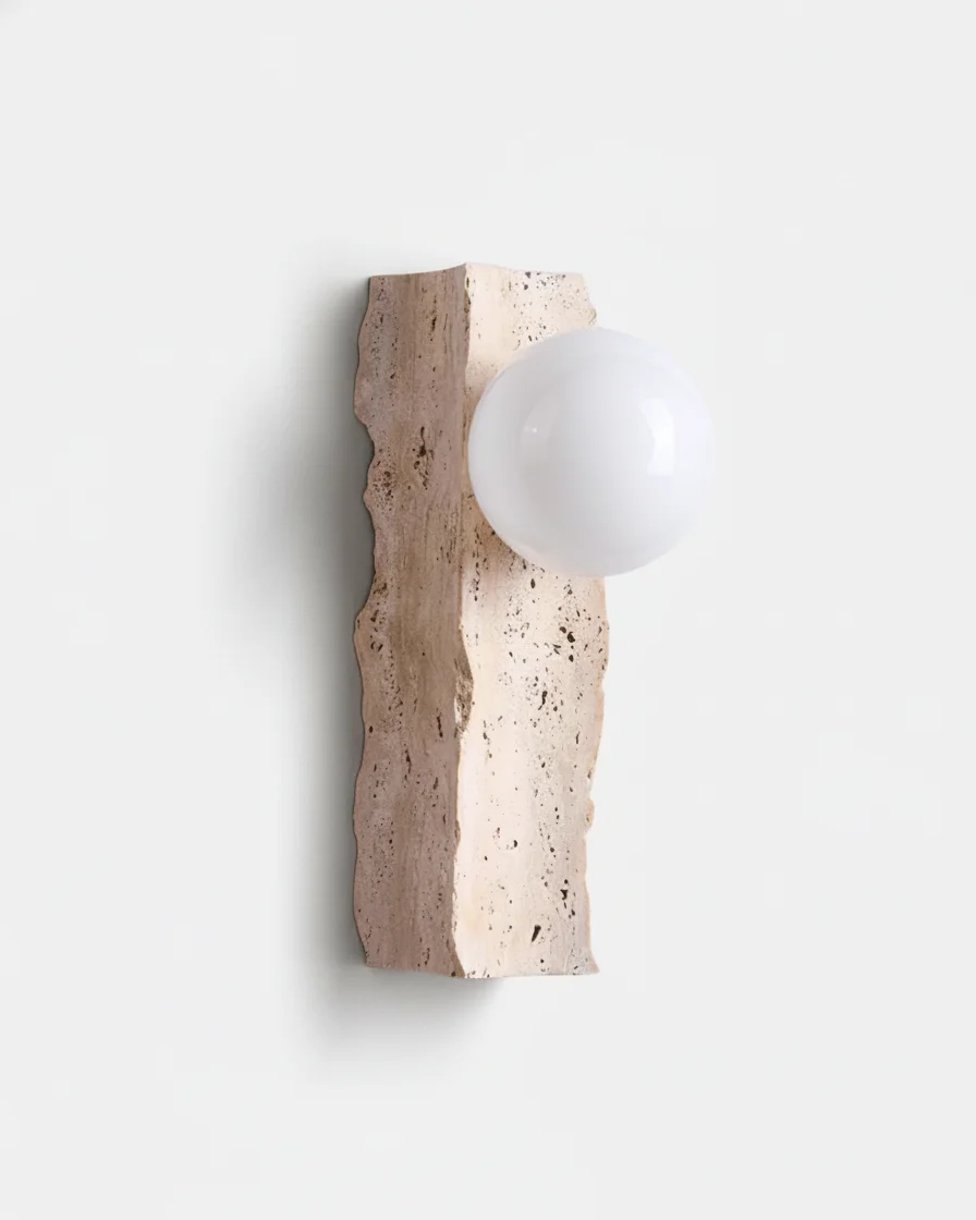 Wall Sconce Travertine and Walnut Wood | Kida