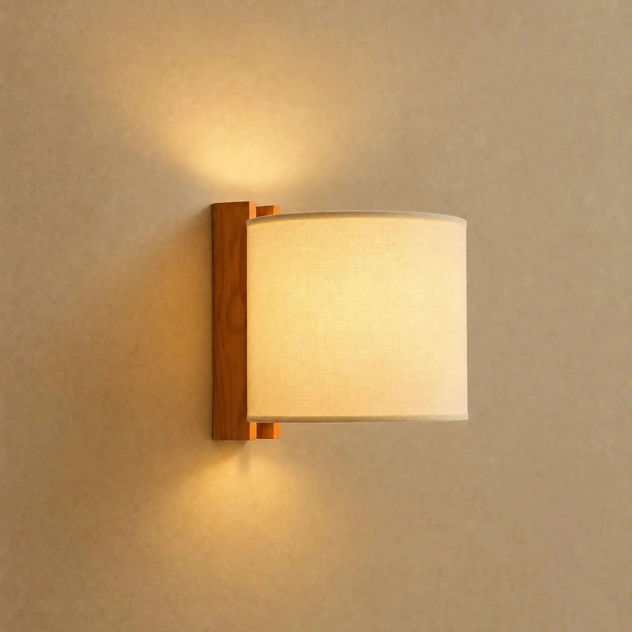 Wall Sconce Solid Wood with Fabric Shade | Aldenya