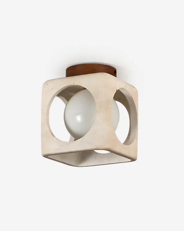 Flush Mount Ceiling Light Travertine Cube | Zalo