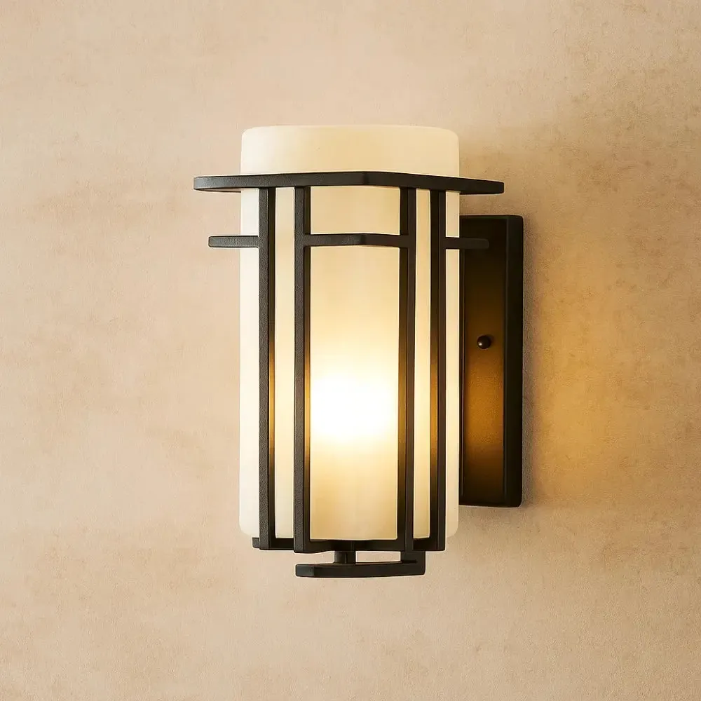 Outdoor Wall Light Frosted Glass Cylinder | Miyora
