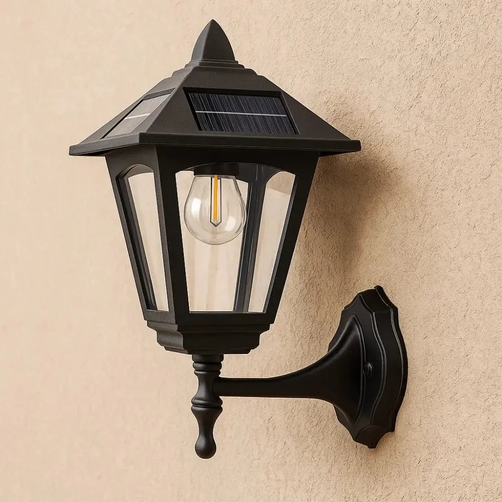 Outdoor Wall Light Glass Solar Geometric Lantern | Solaryne