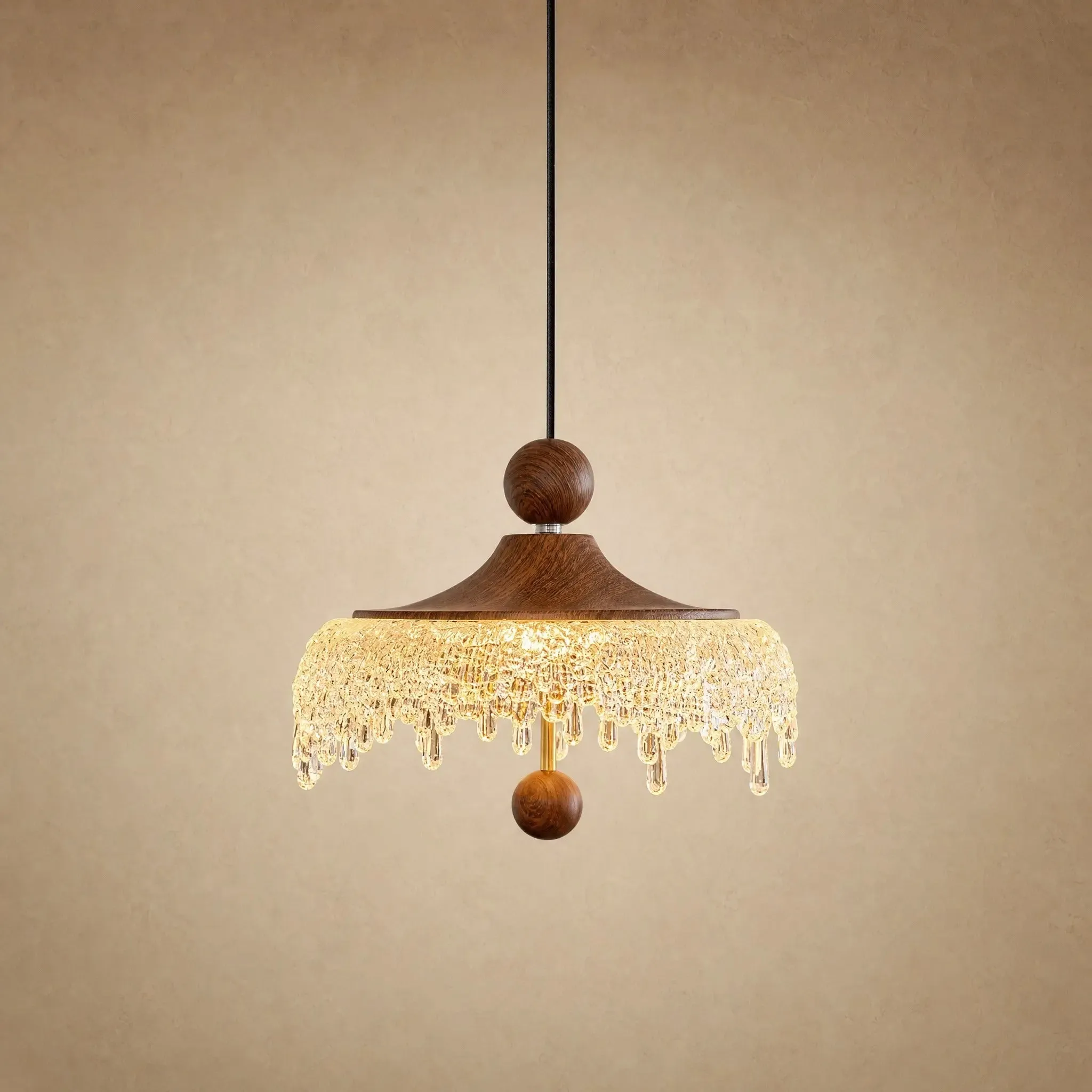 Pendant Light Walnut with Frosted Fringe | Aubine