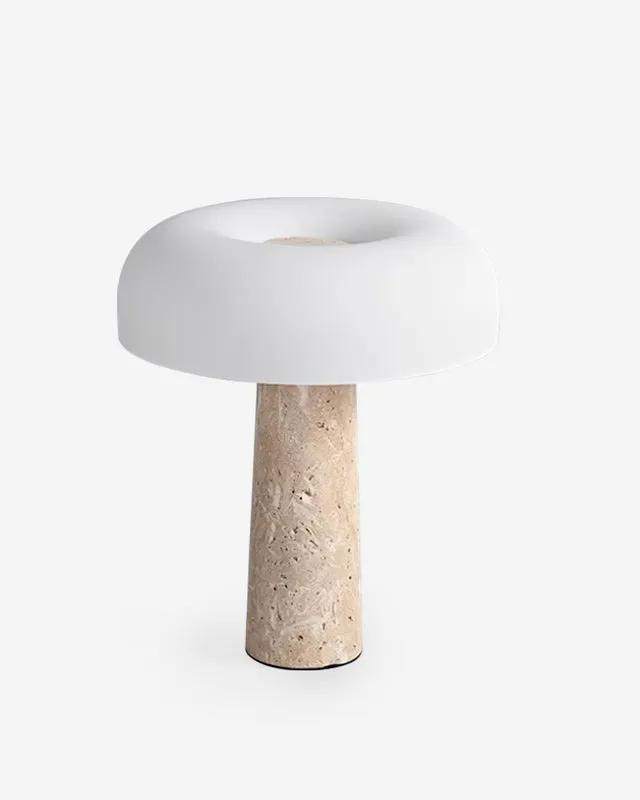 Table Lamp in Travertine and Glass | Zeno