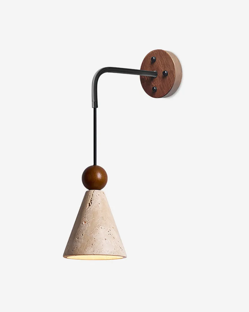 Wall Sconce Travertine and Walnut Wood | Poli