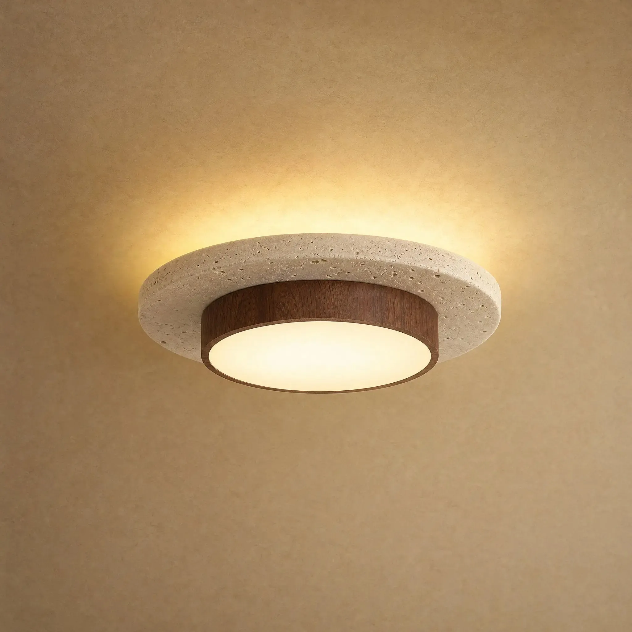 Ceiling Light Travertine Mineral Halo
