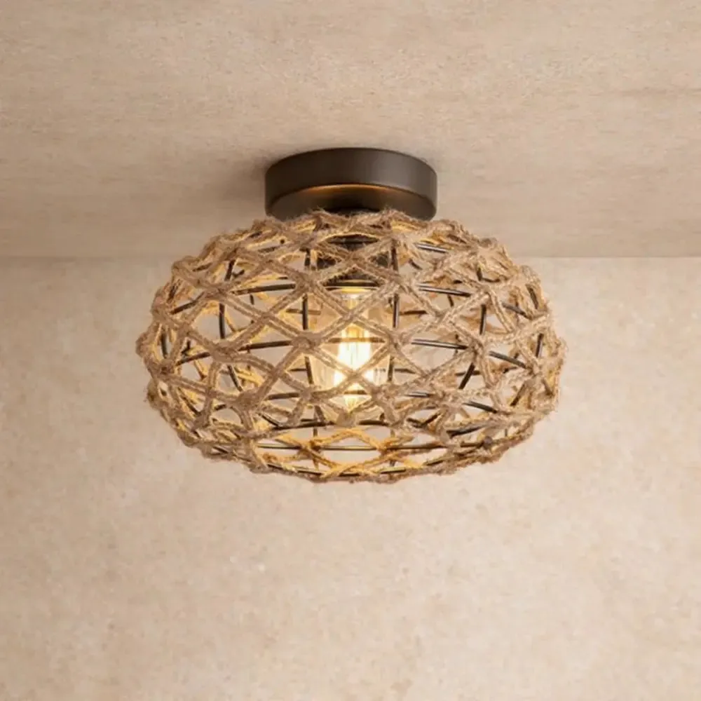 Ceiling Light Rattan Coastal Weave | Rohana