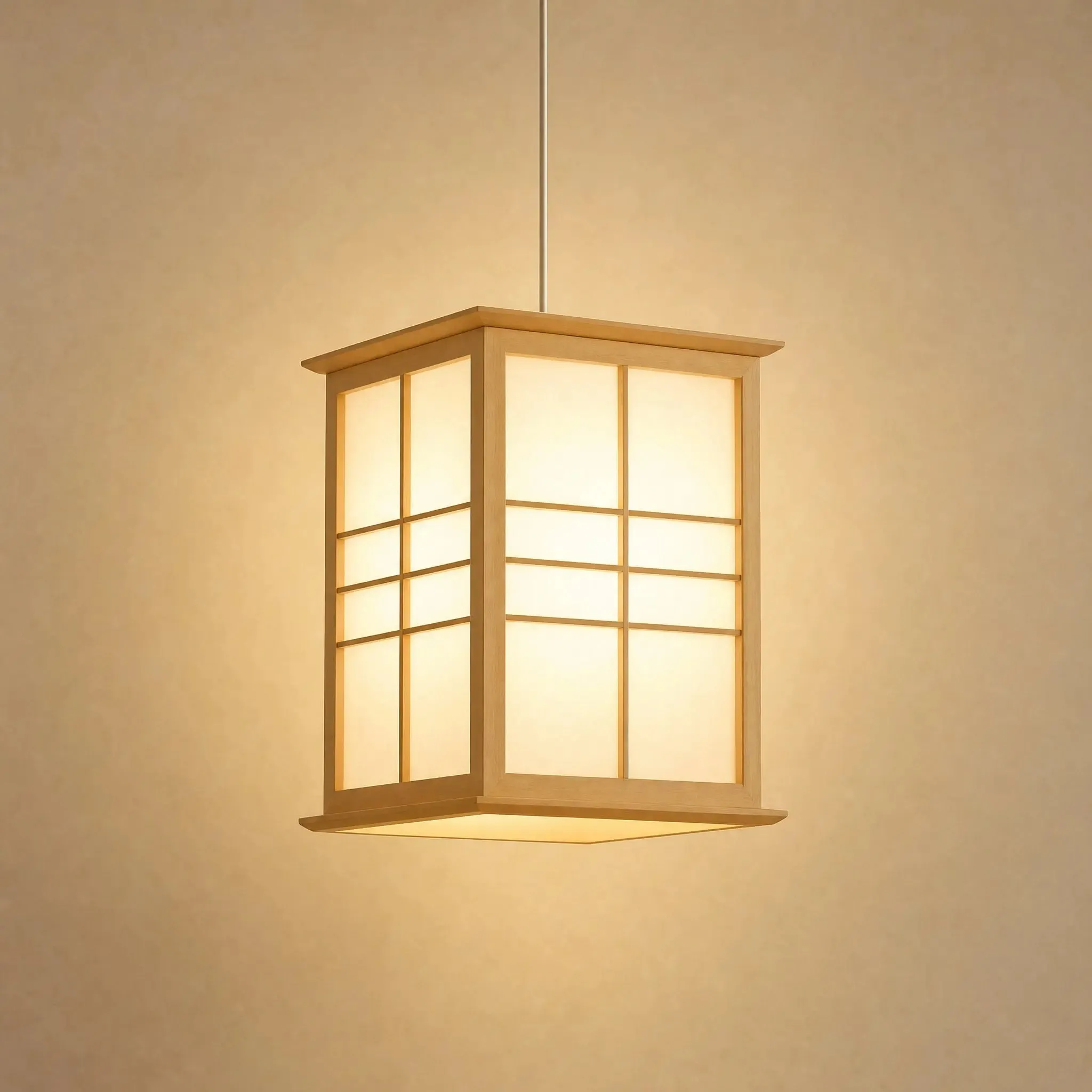 Pendant Light Wood Japanese Shoji Lantern | Washiya