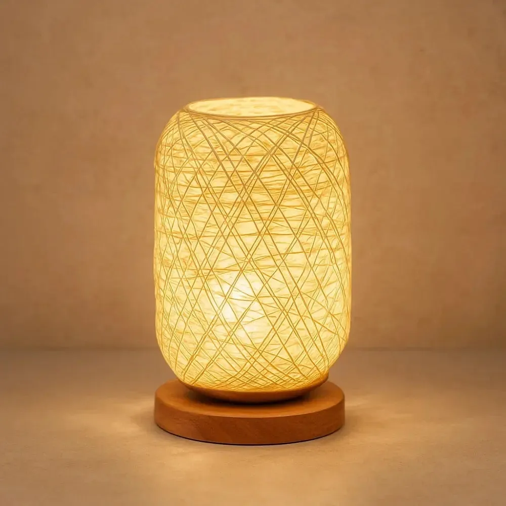 Table Lamp Rattan Bohemian Woven Bedside | Rotelya