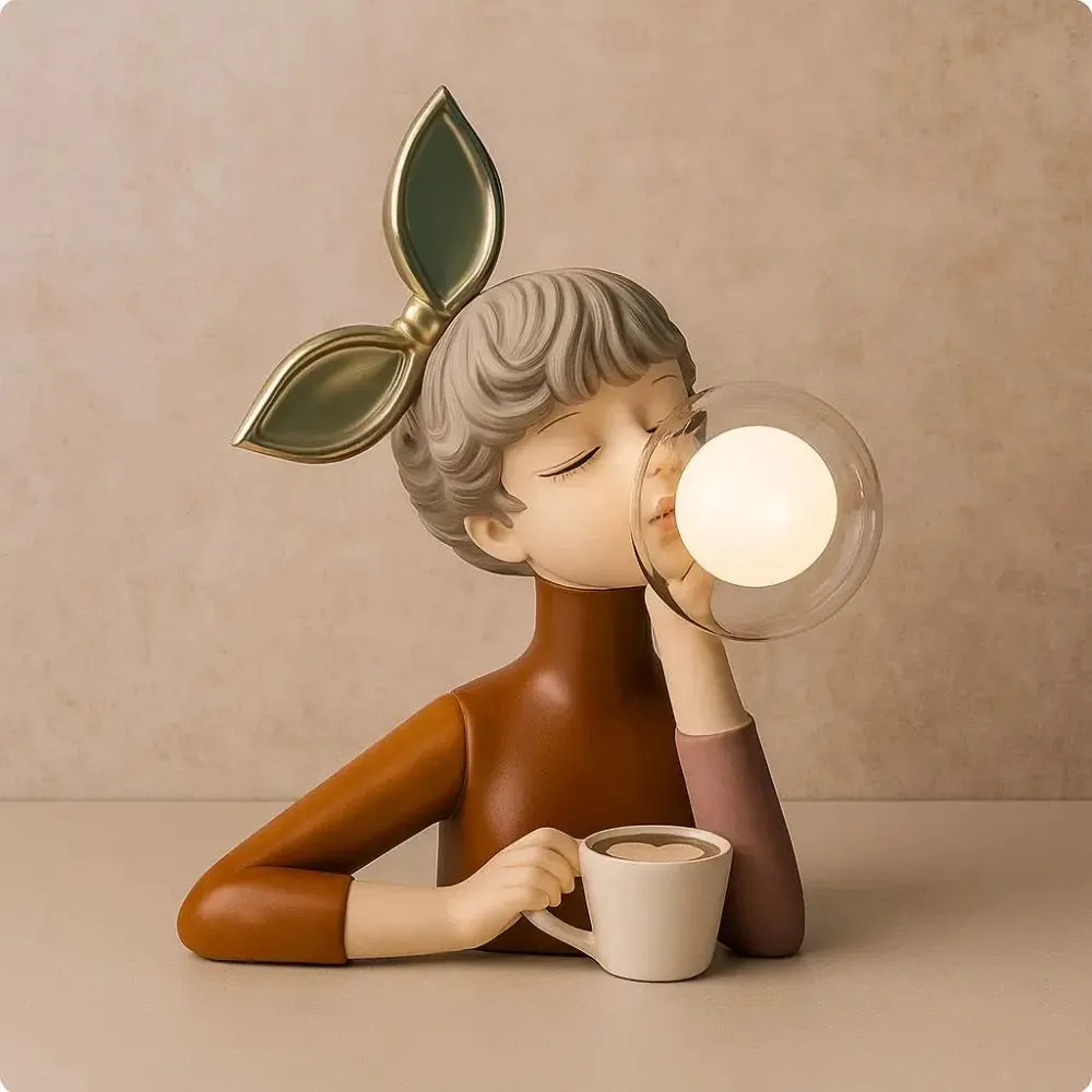Table Lamp Resin Girl Figurine | Candy Girl