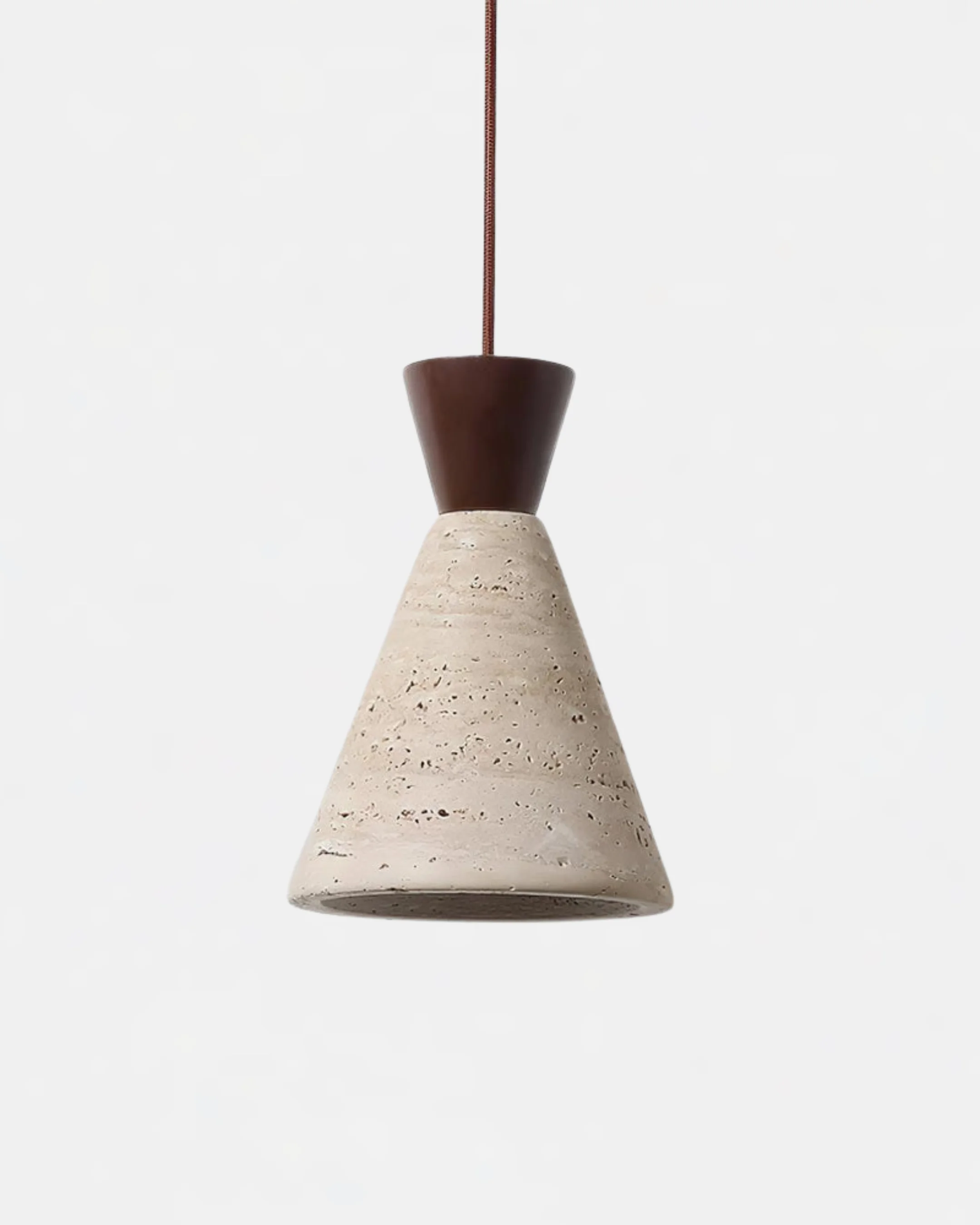 Pendant Light in Travertine and Wood | Yori