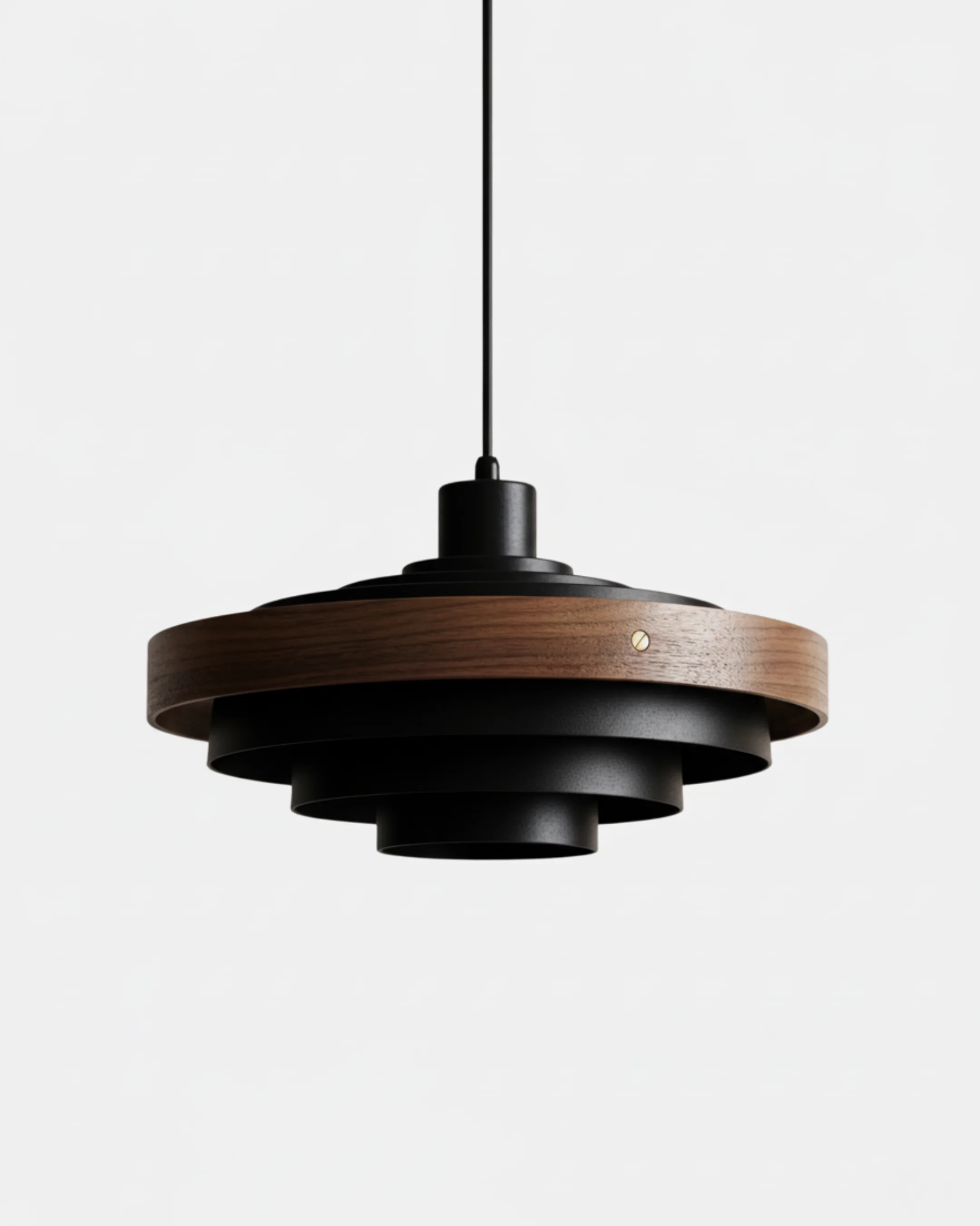 Pendant Light Tiered Metal and Wood | Nola