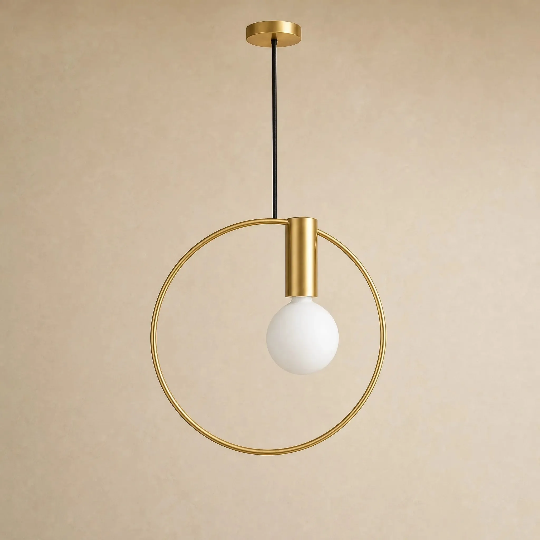 Pendant Light Brass Ring and Opal Glass | Miralto