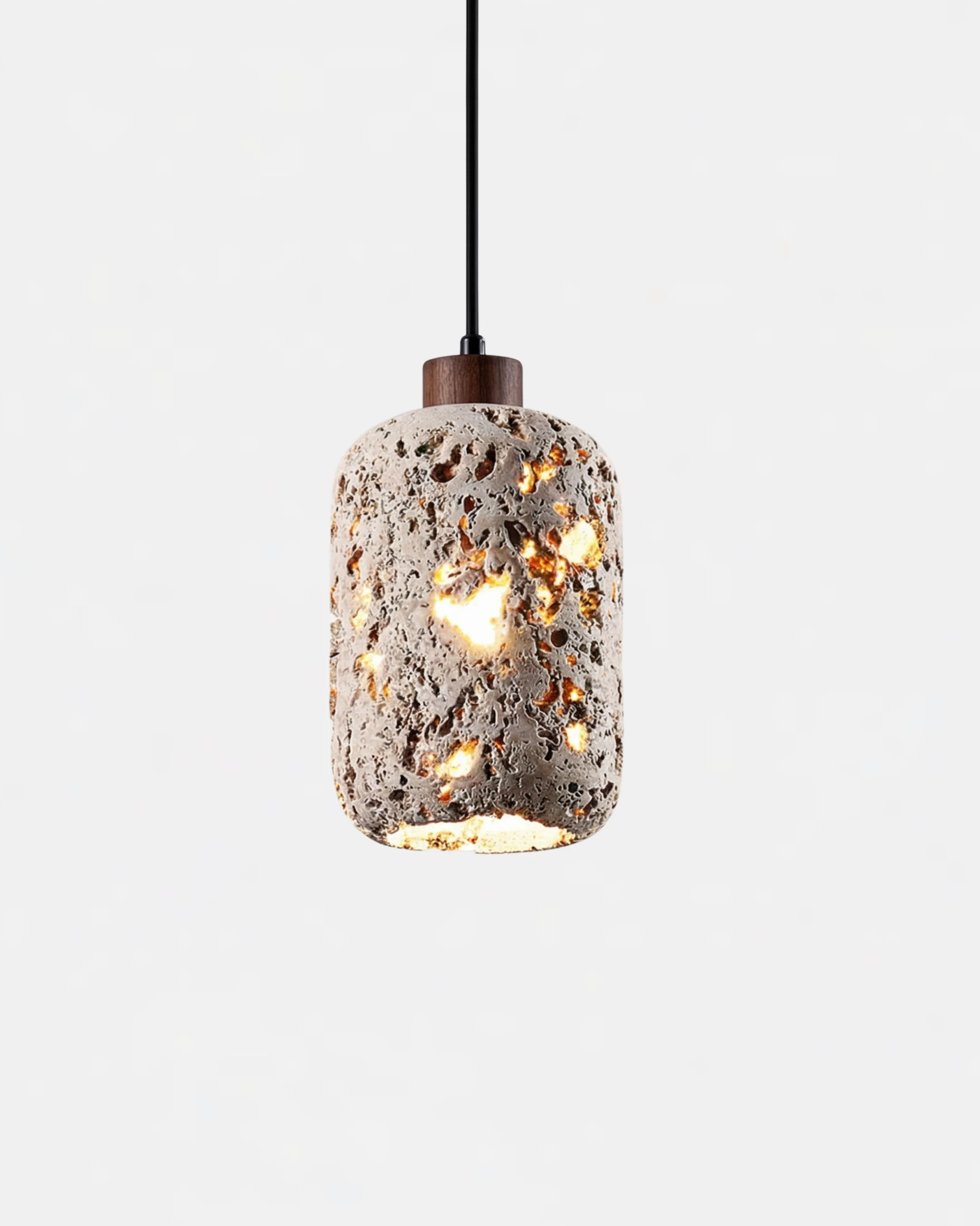 Pendant Light in Travertine and Wood | Veto