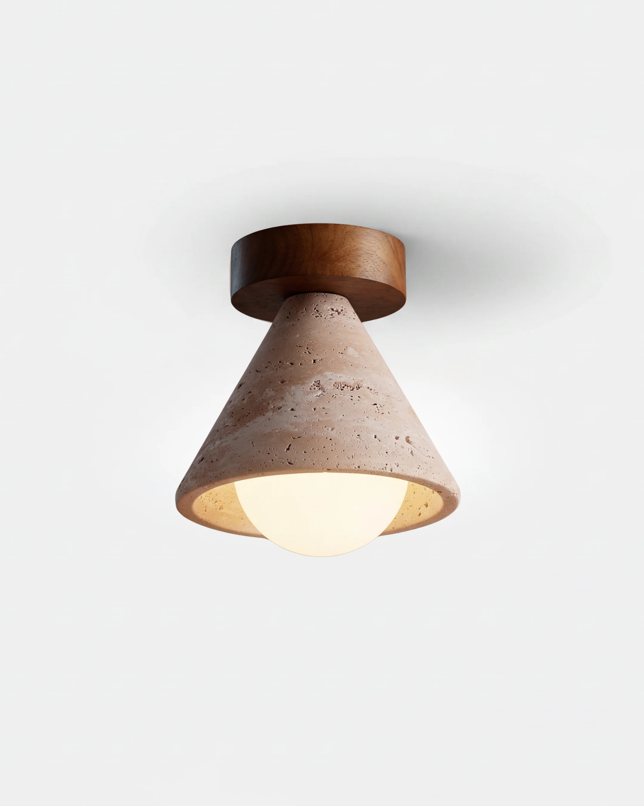 Ceiling Light Travertine with Glass Globe | Juno