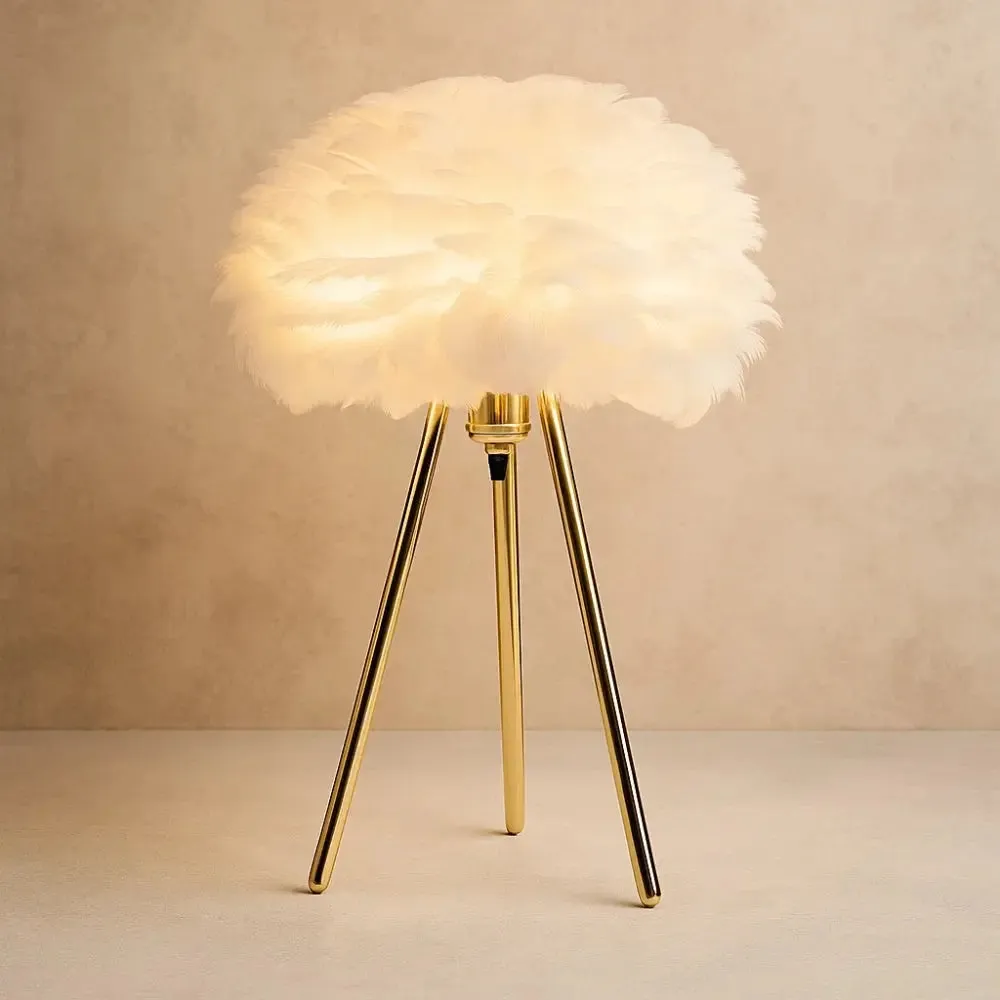 Table Lamp Feather Gold Tripod | Plumélia