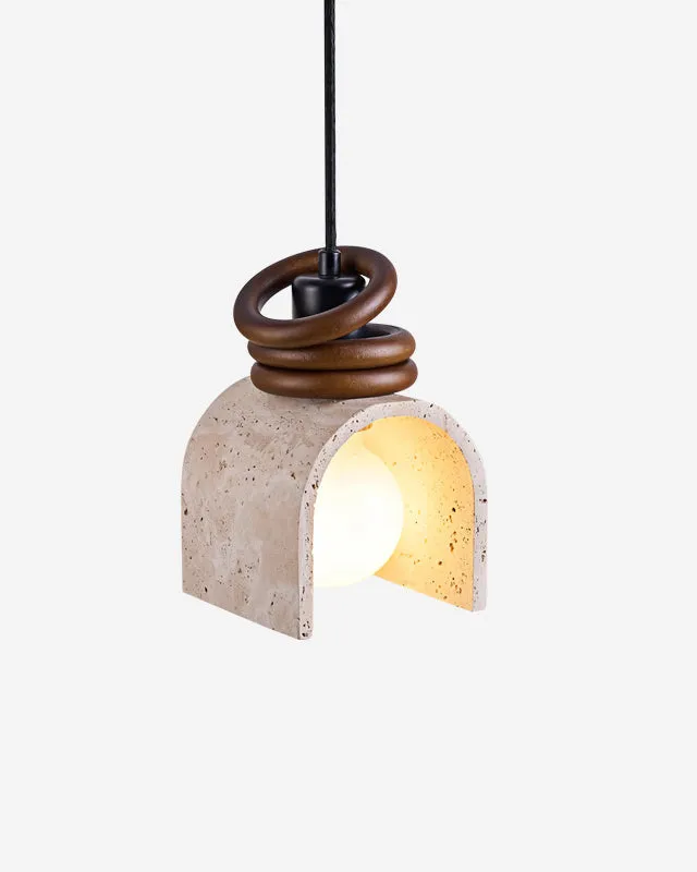 Pendant Light Travertine and Walnut Wood | Kalo