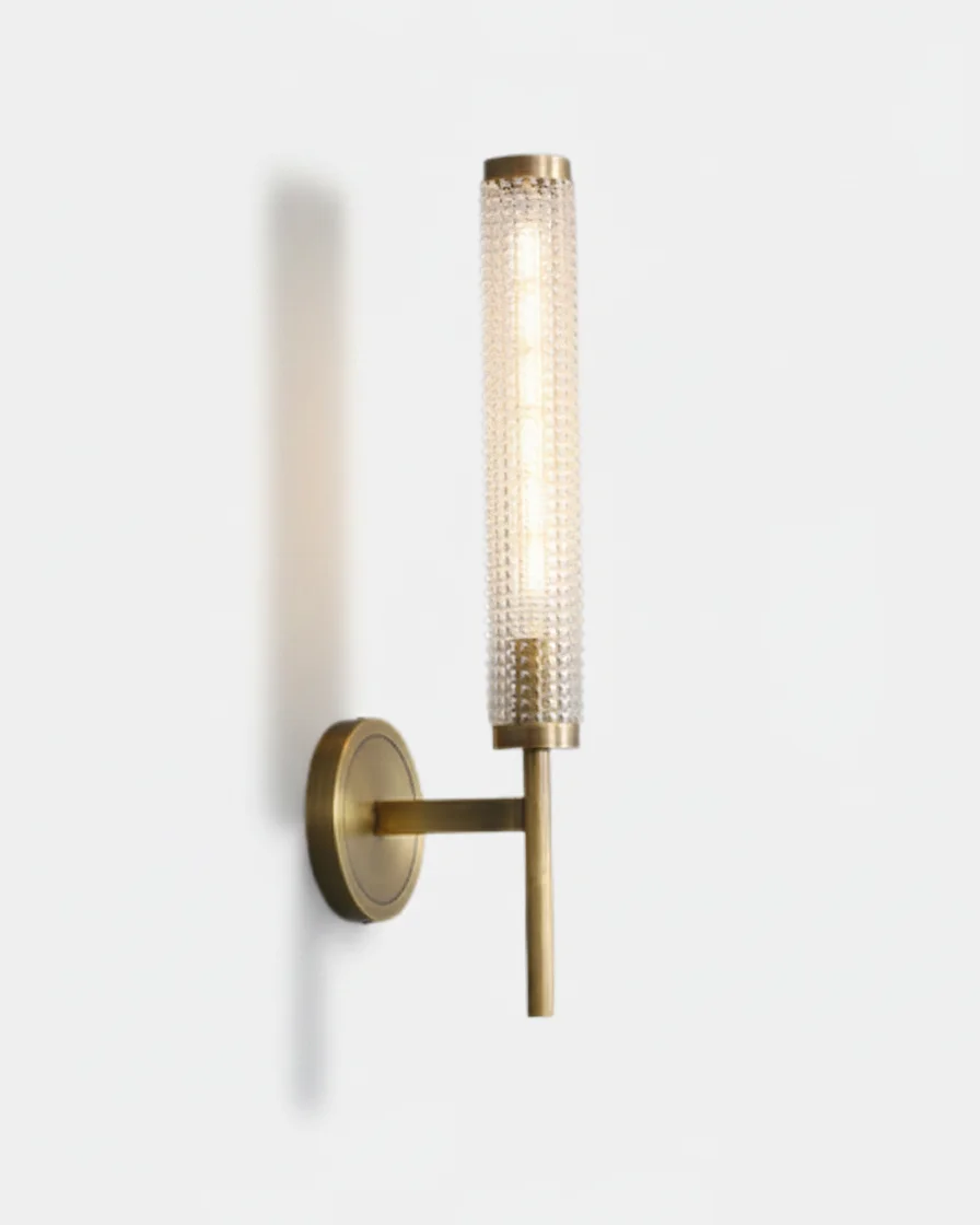 Wall Sconce Brass and Textured Glass | Glako