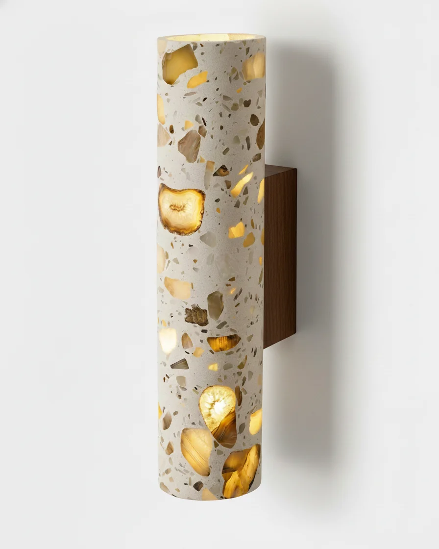 Wall Sconce Terrazzo and Walnut Wood | Tisa
