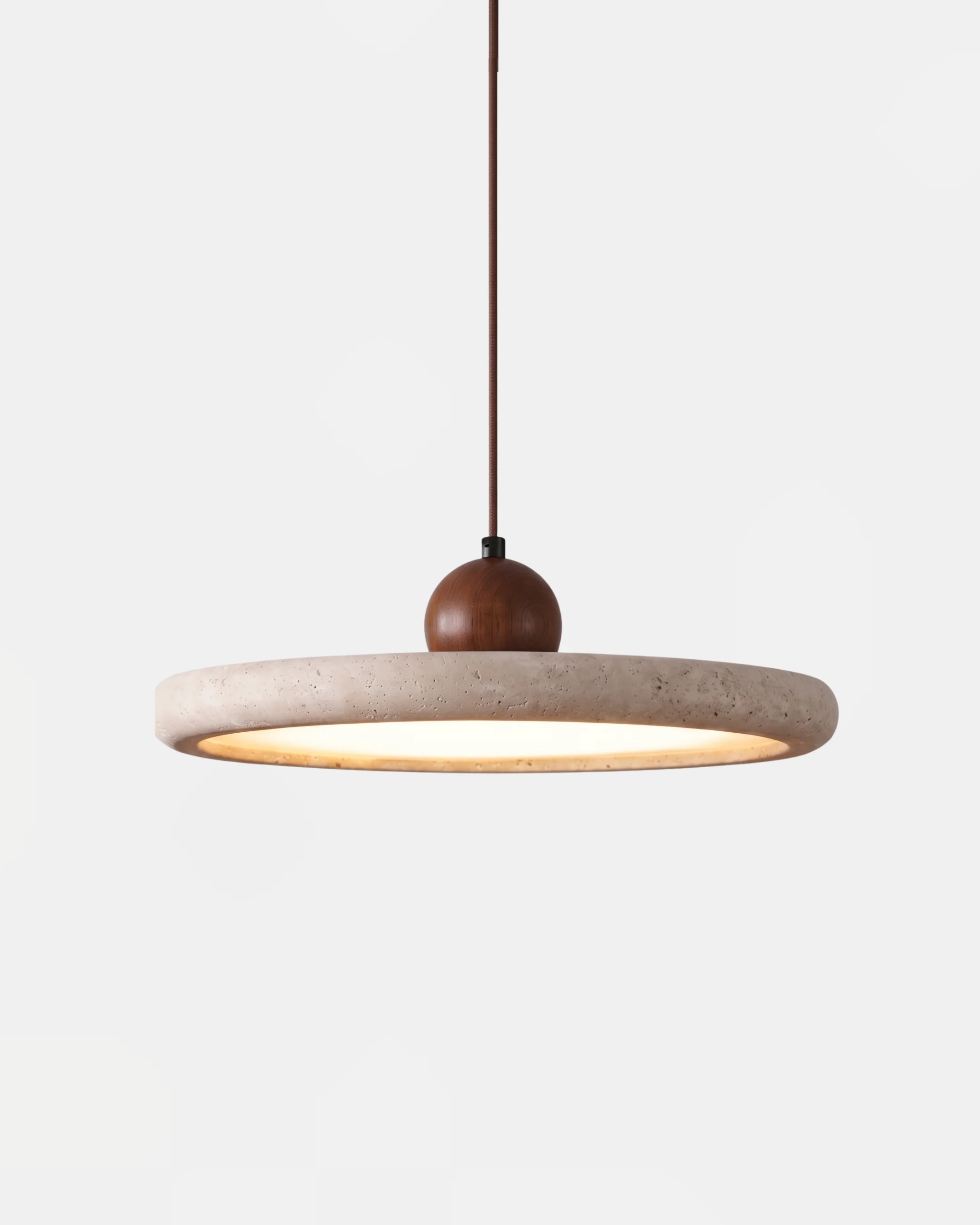 Pendant Light Travertine and Walnut Wood | Gali
