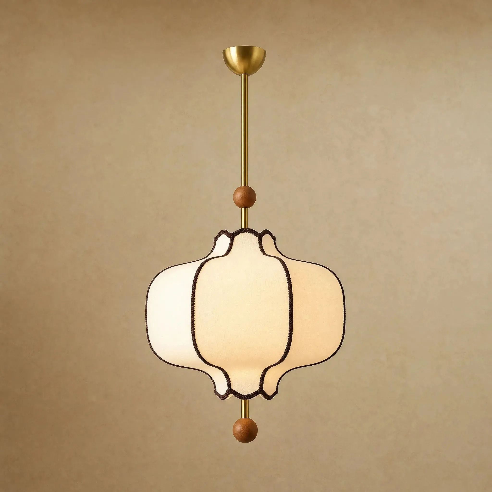 Pendant Light in Fabric and Weathered Wood | Volnéa