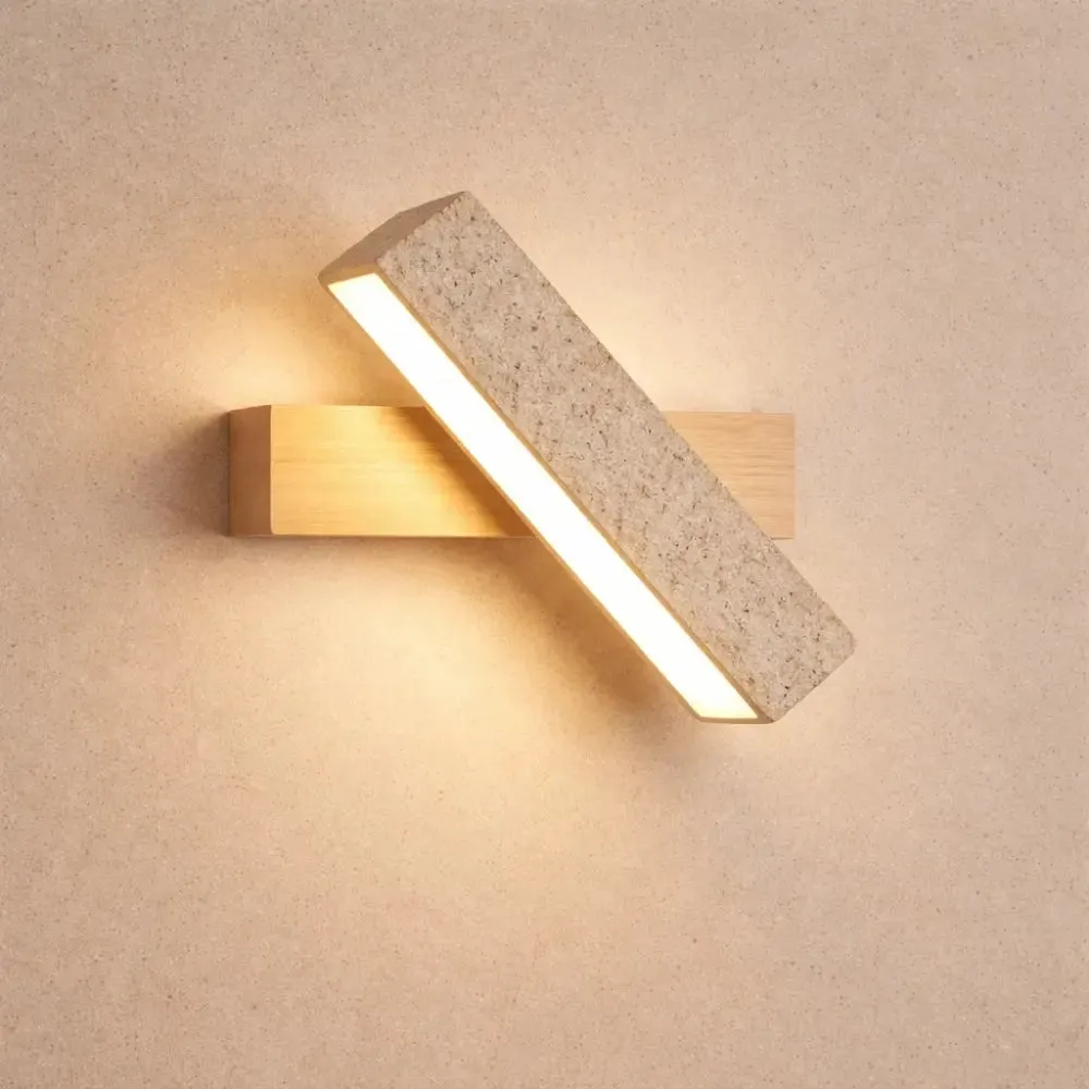 Wall Sconce Raw Stone and Wood | Trovia