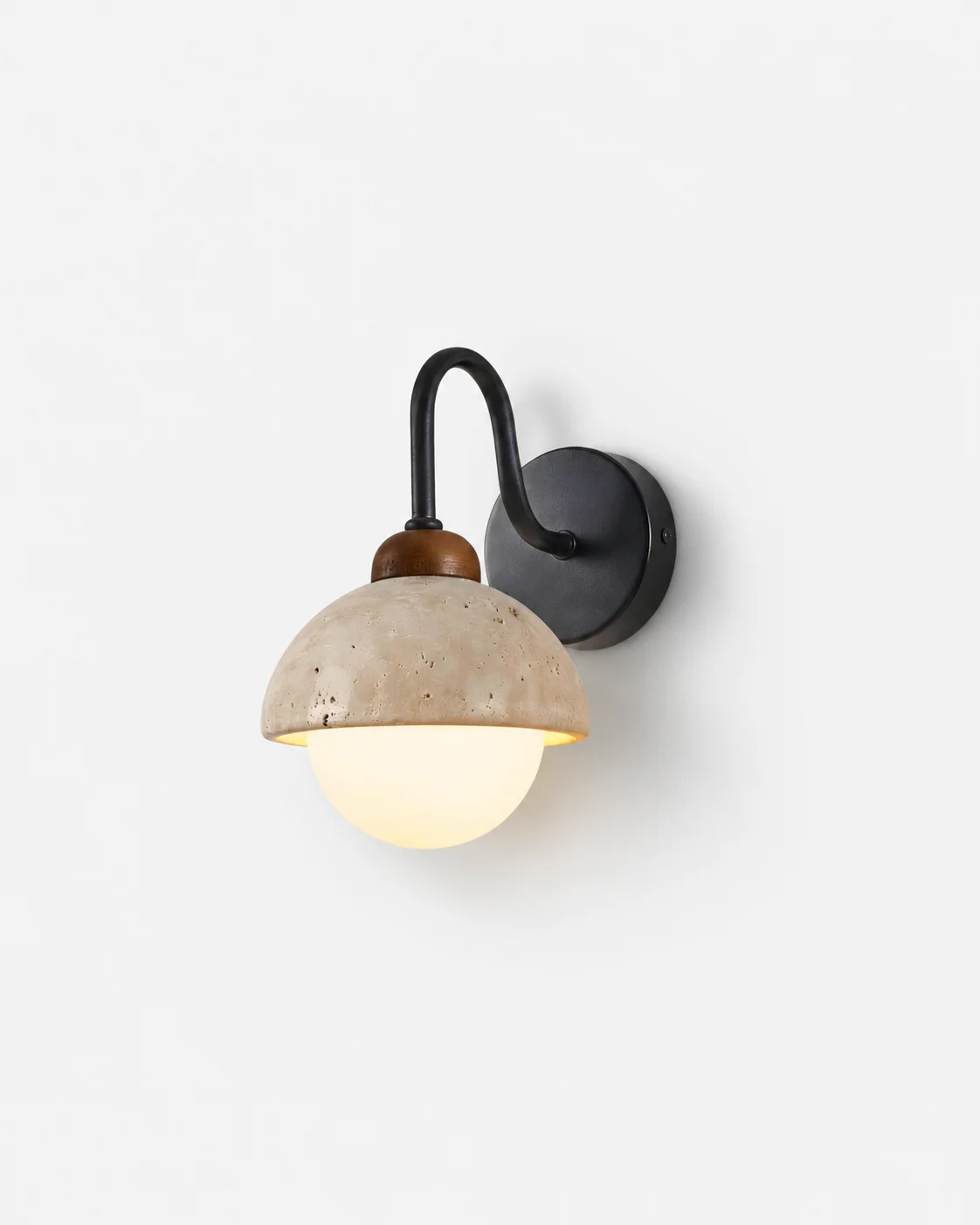 Wall Sconce in Travertine and Opal Glass | Lona