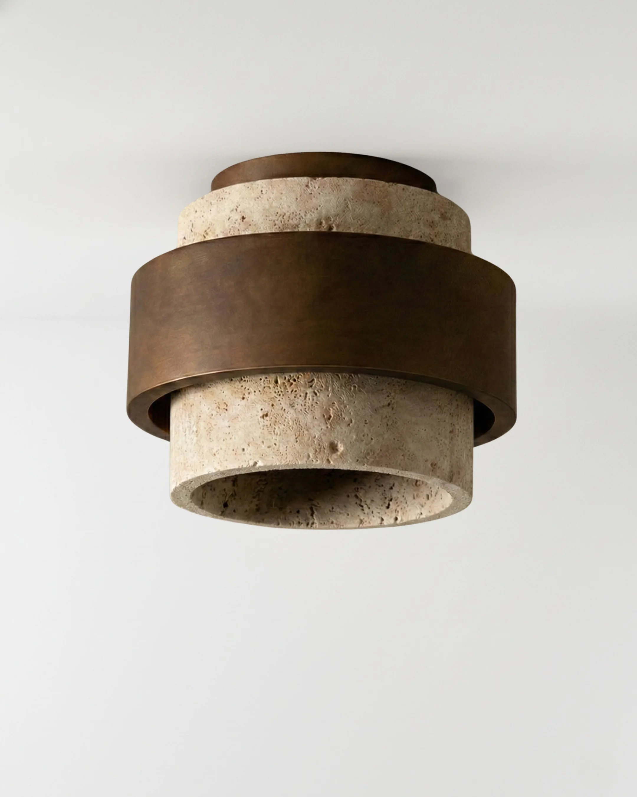 Ceiling Light Travertine and Wood | Lyra