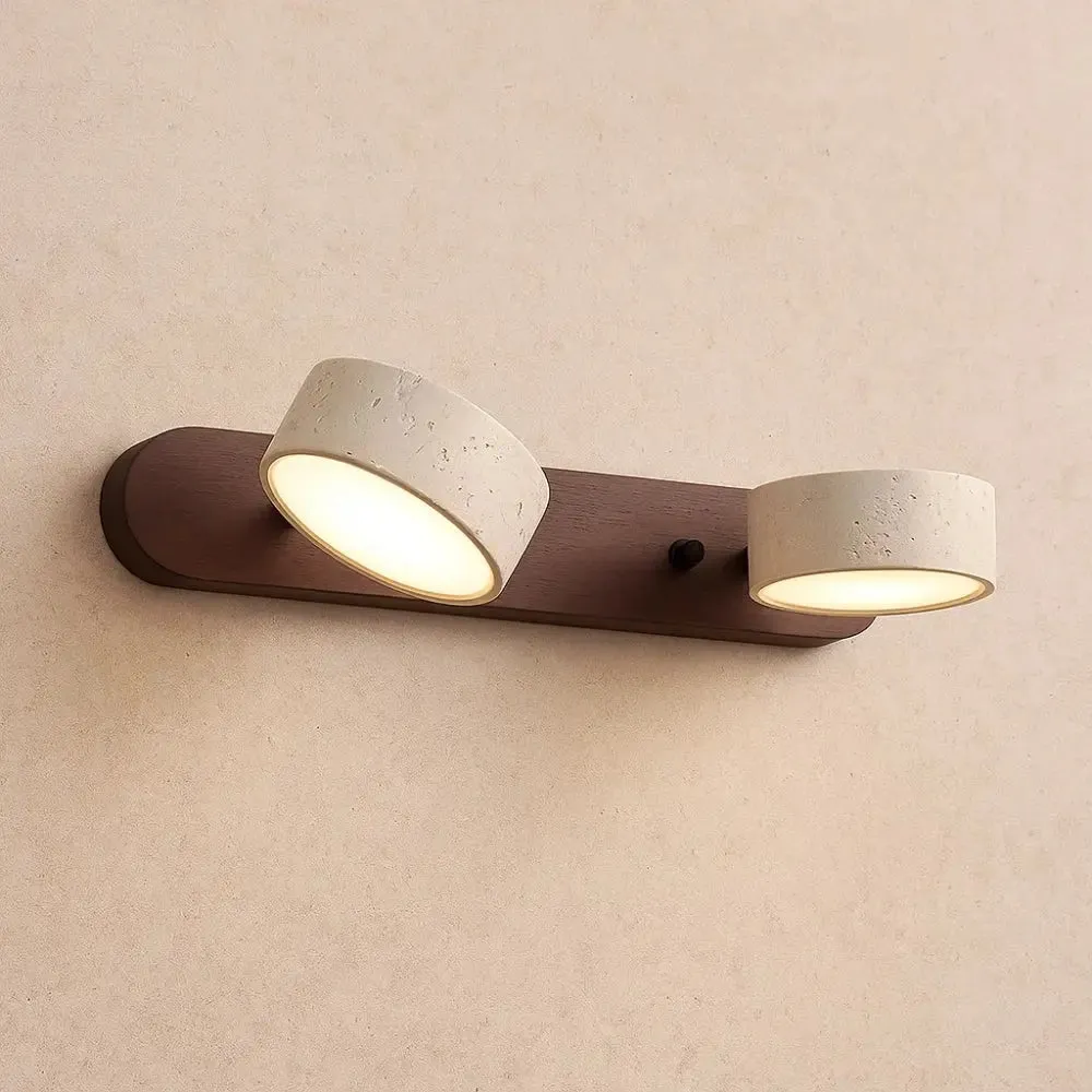Wall Sconce Travertine and Wood | Solveta