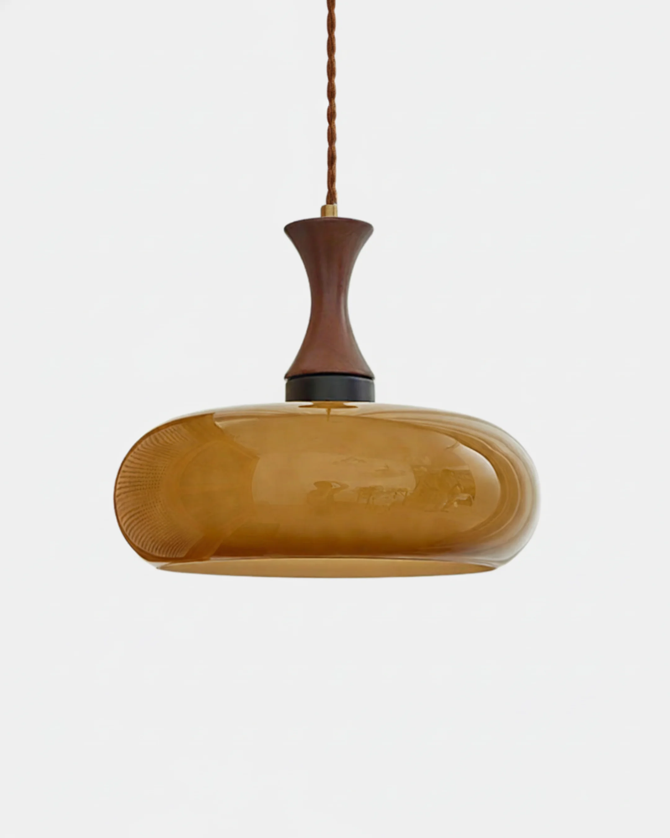 Pendant Light in Smoked Glass and Wood | Ovia
