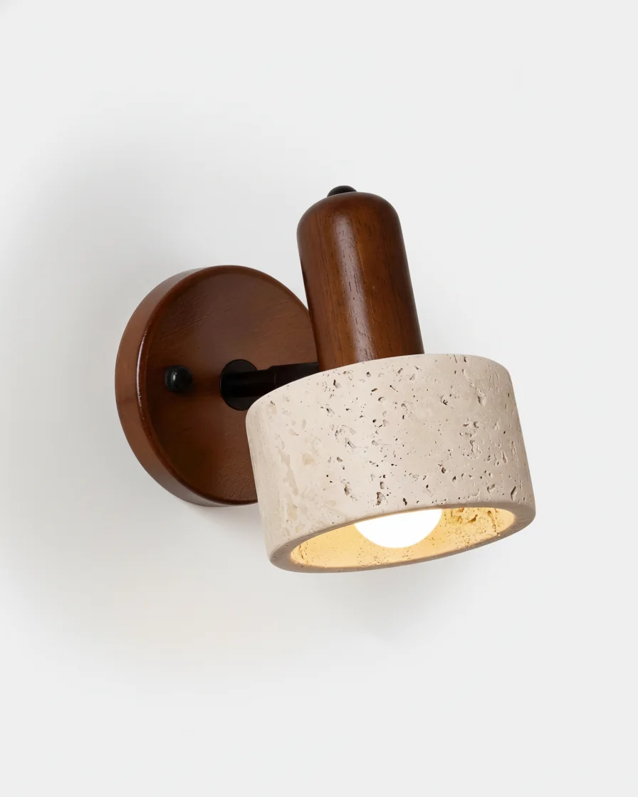 Wall Sconce Travertine and Wood | Bodo