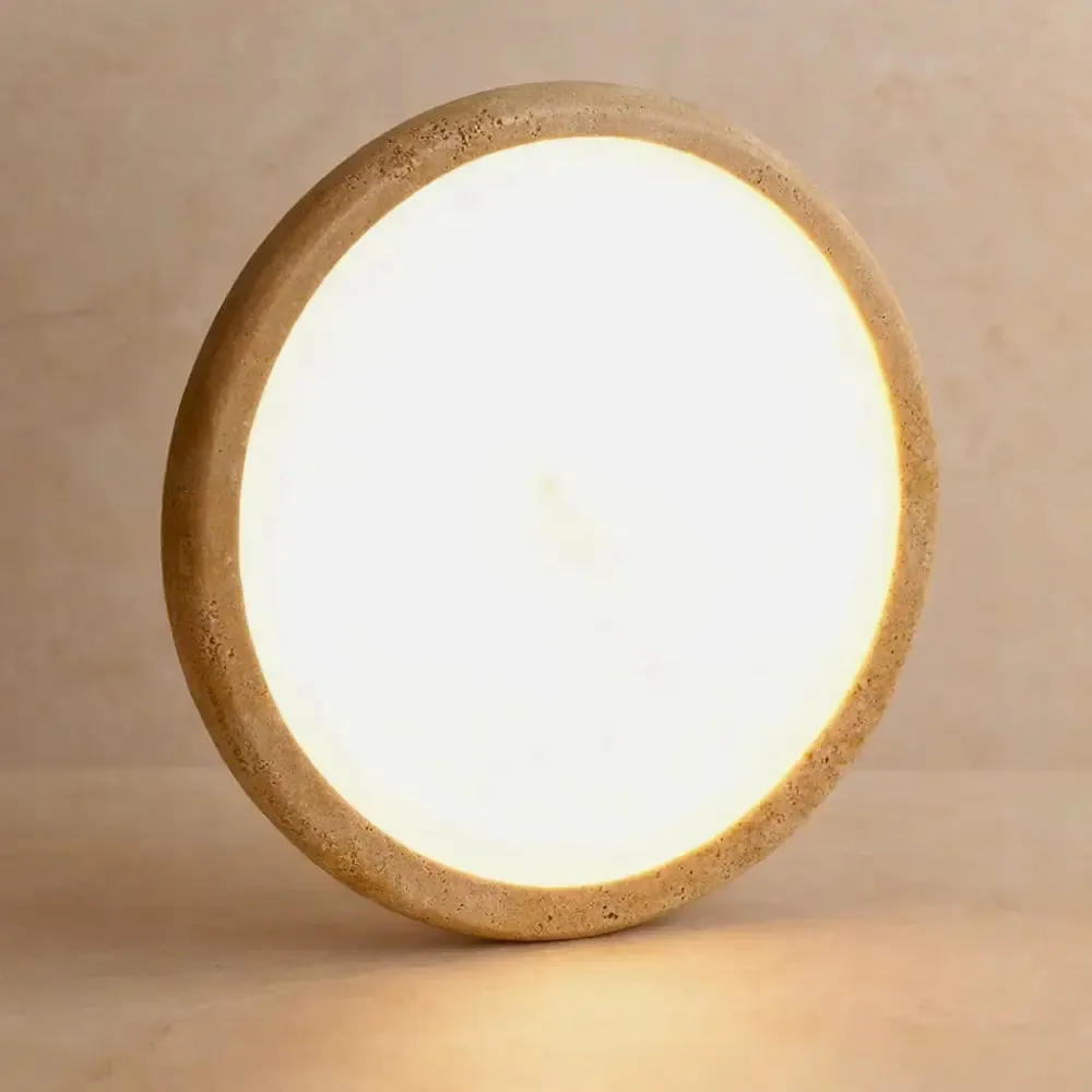 Ceiling Light Travertine Cream Round | Karilyn