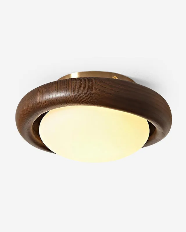 Ceiling Light in Walnut Wood and Glass | Zuri