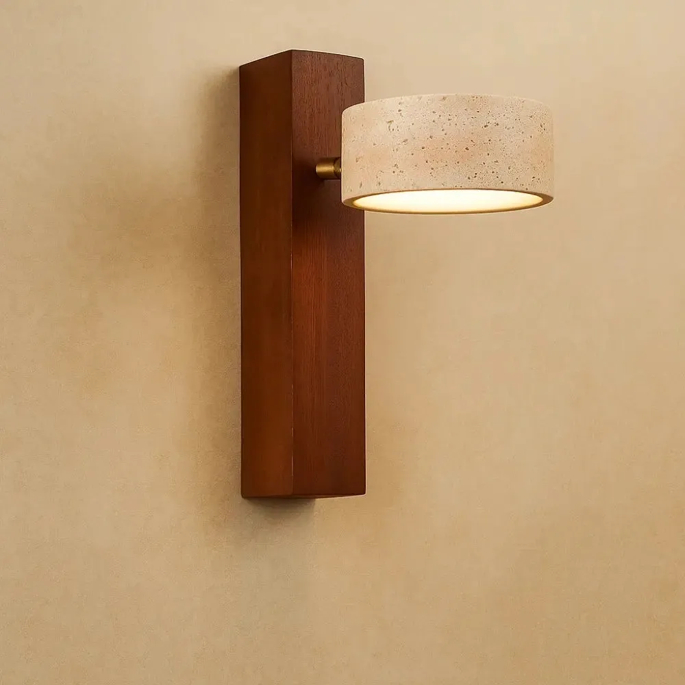 Wall Sconce Travertine and Walnut | Travelya