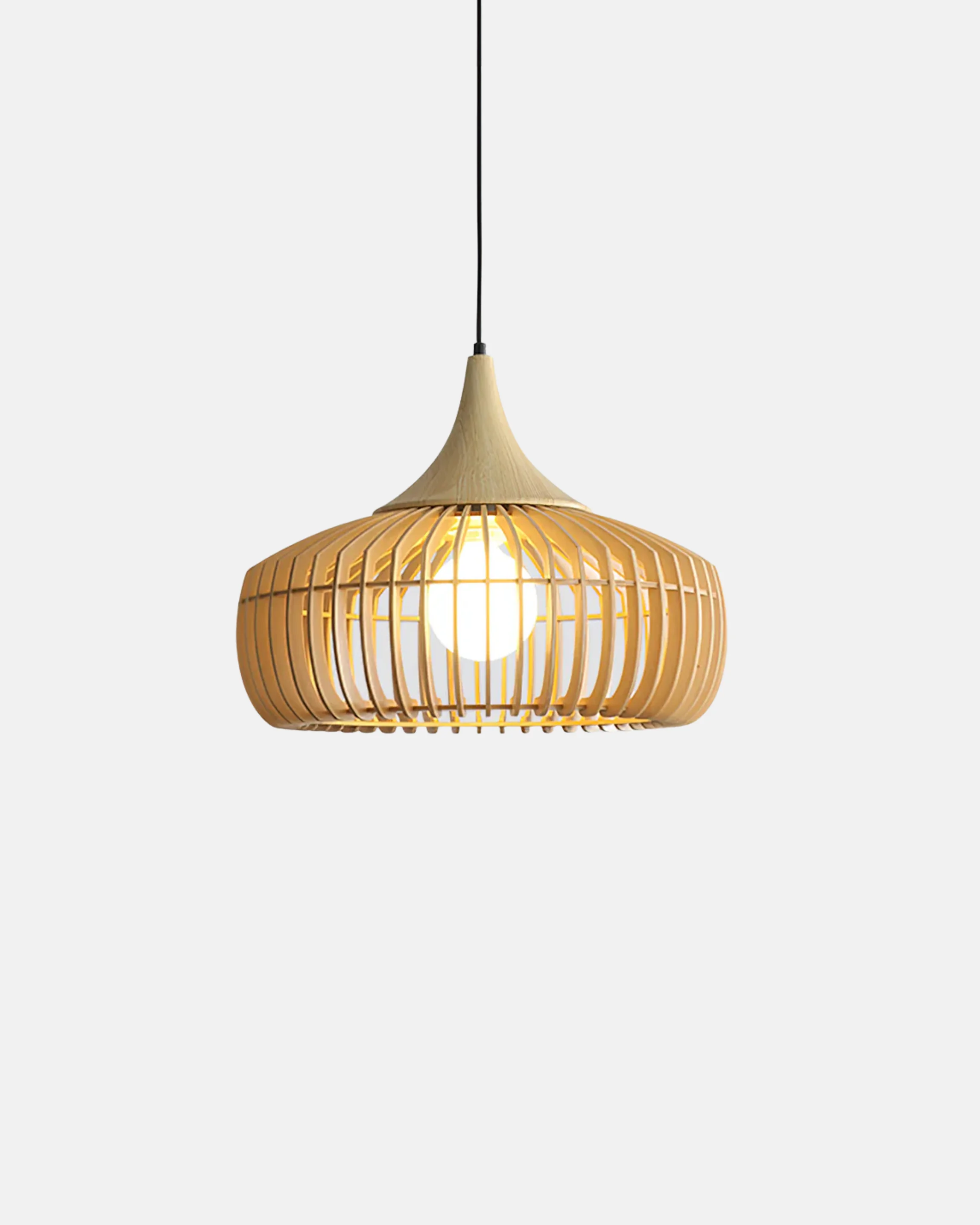 Pendant Light Wood Slatted Dome | Walwood