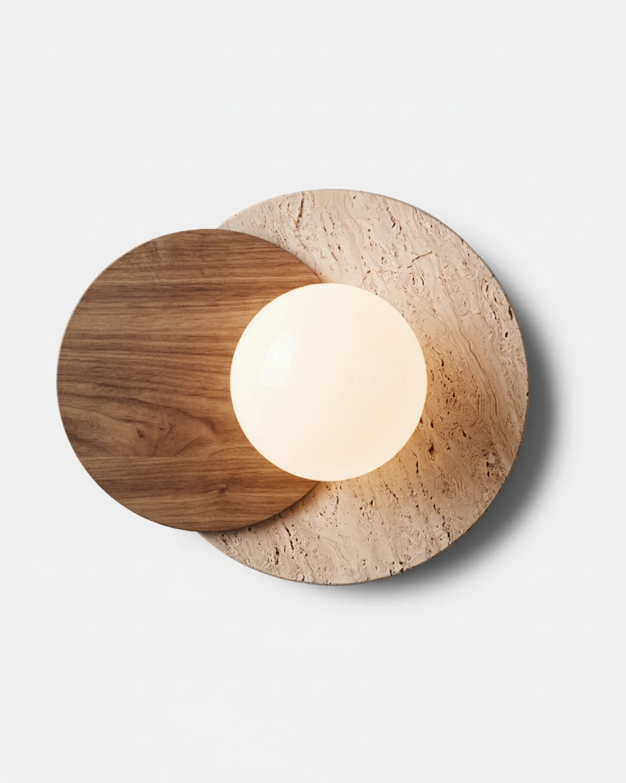 Wall Sconce Travertine and Wood | Maku