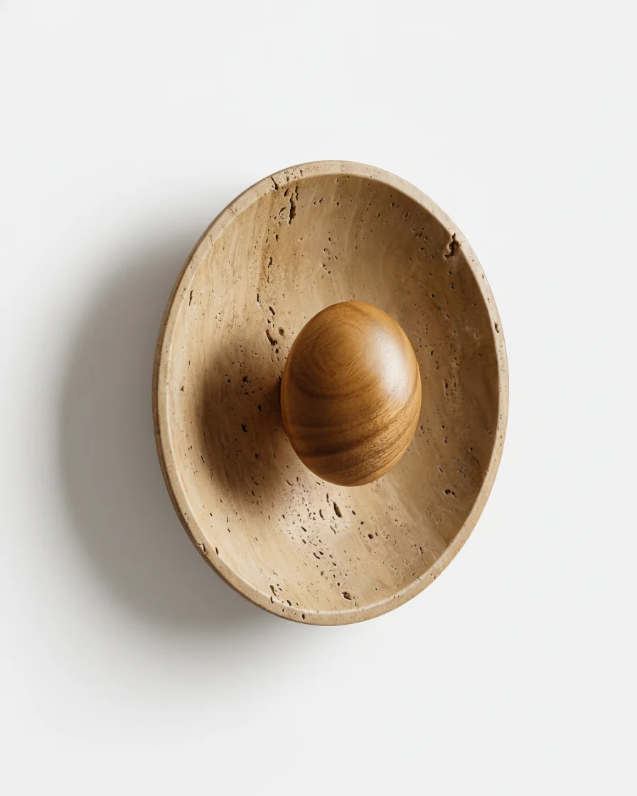 Wall Sconce Travertine and Wood | Lino