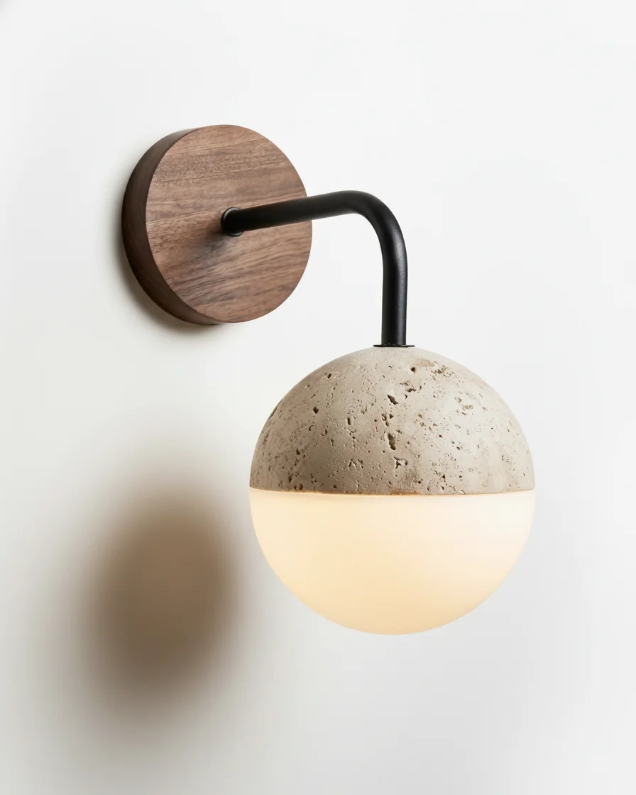 Wall Sconce Travertine and Wood | Vada