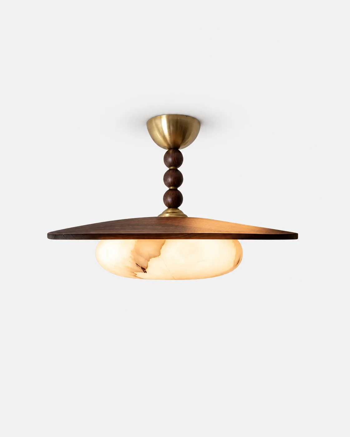 Ceiling Light Wood and Brass Flush Mount | Milatre