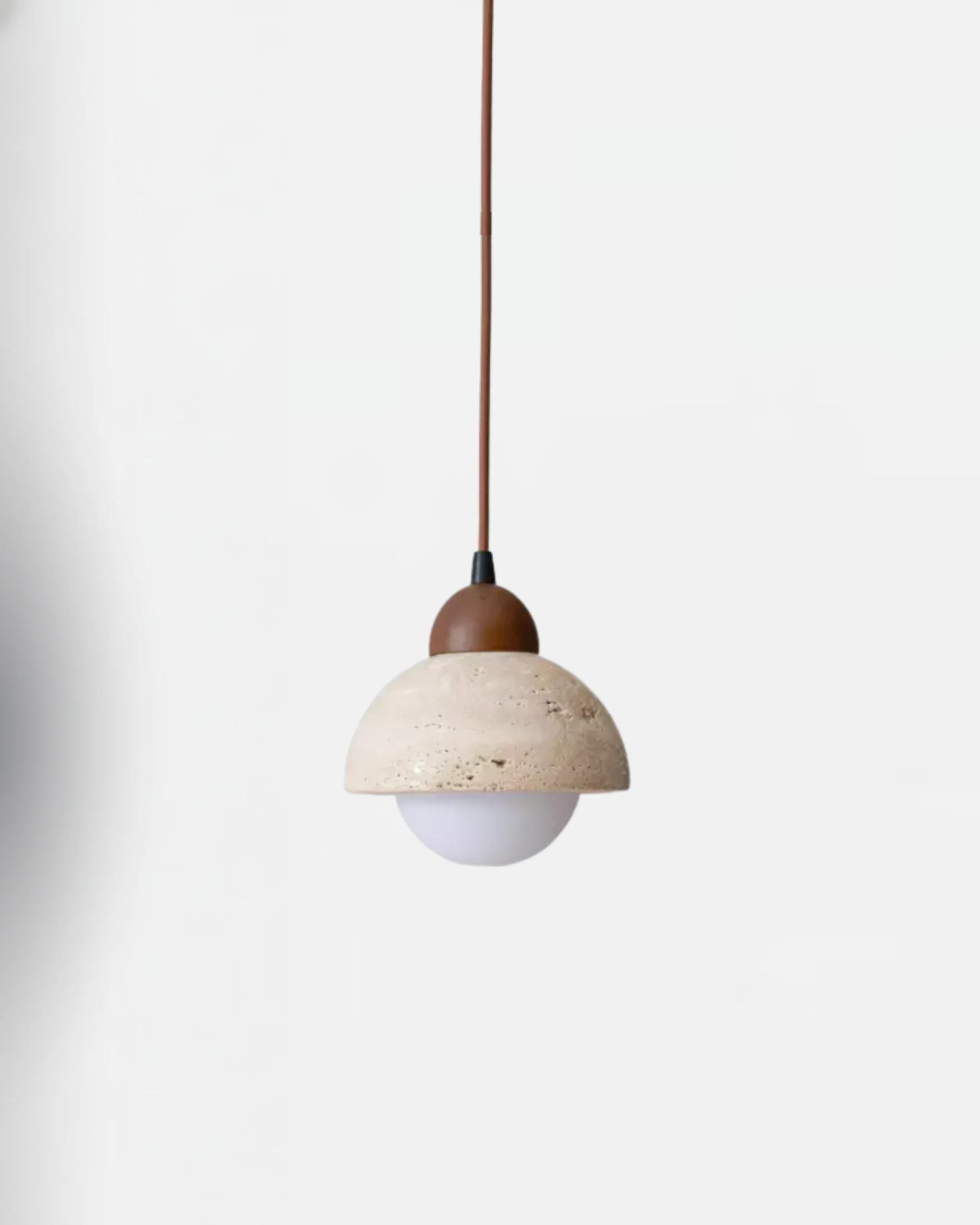 Pendant Light in Travertine and Wood | Milda