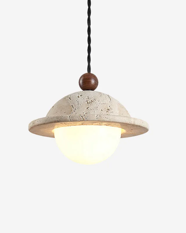 Pendant Light Travertine and Wood | Skadi