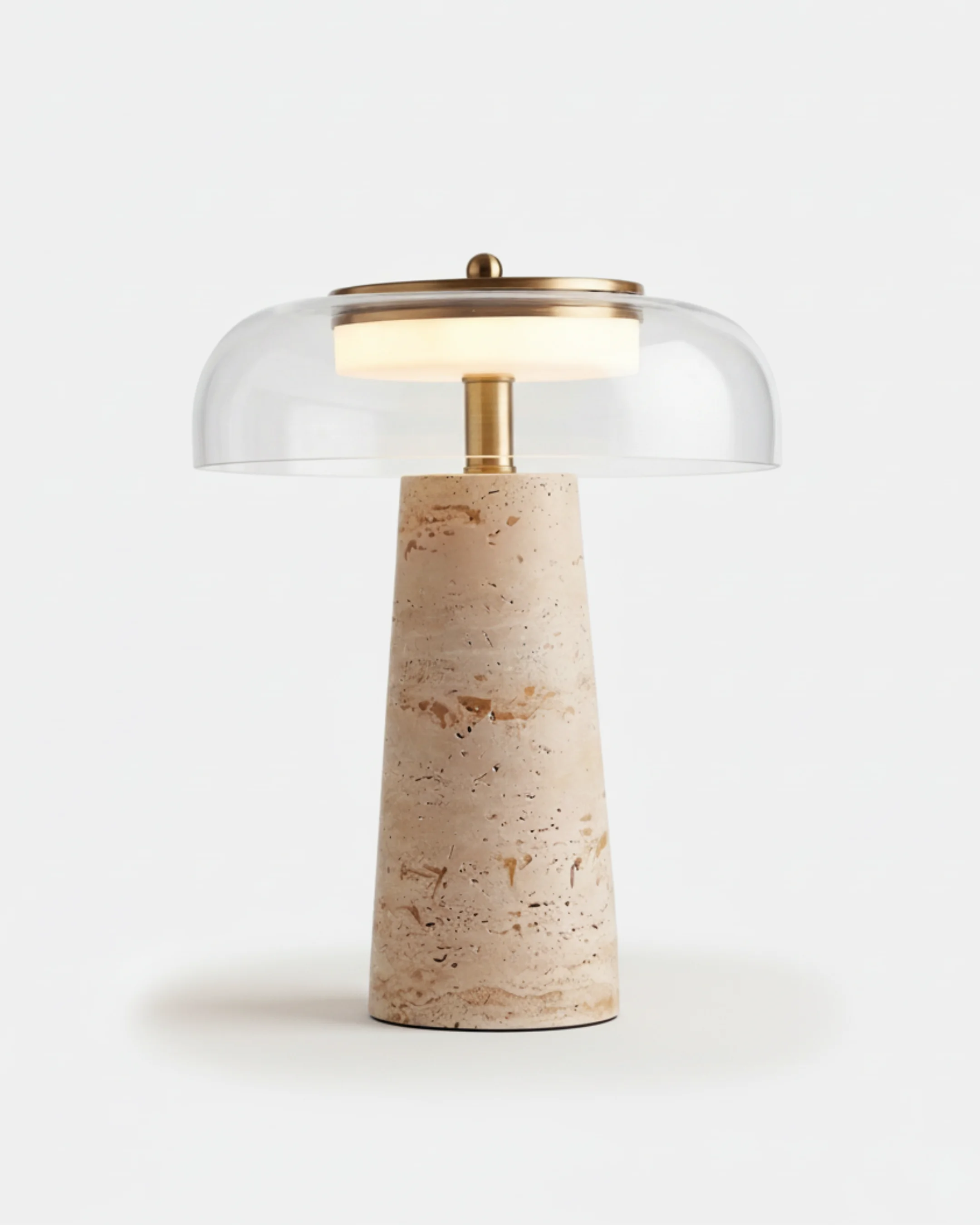 Table Lamp in Travertine and Glass | Zoa