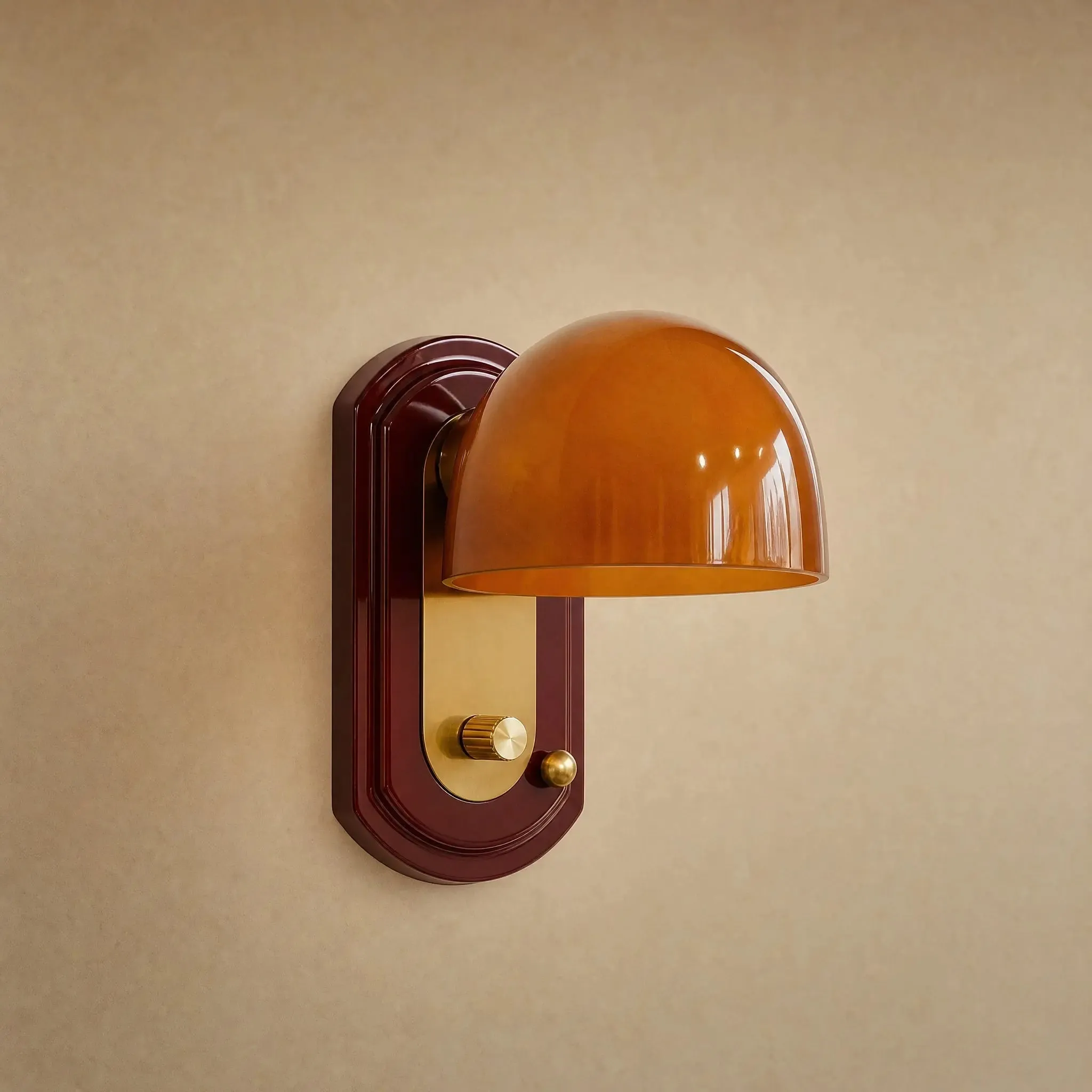 Wall Sconce Glass Dome Orange and Burgundy | Nurako
