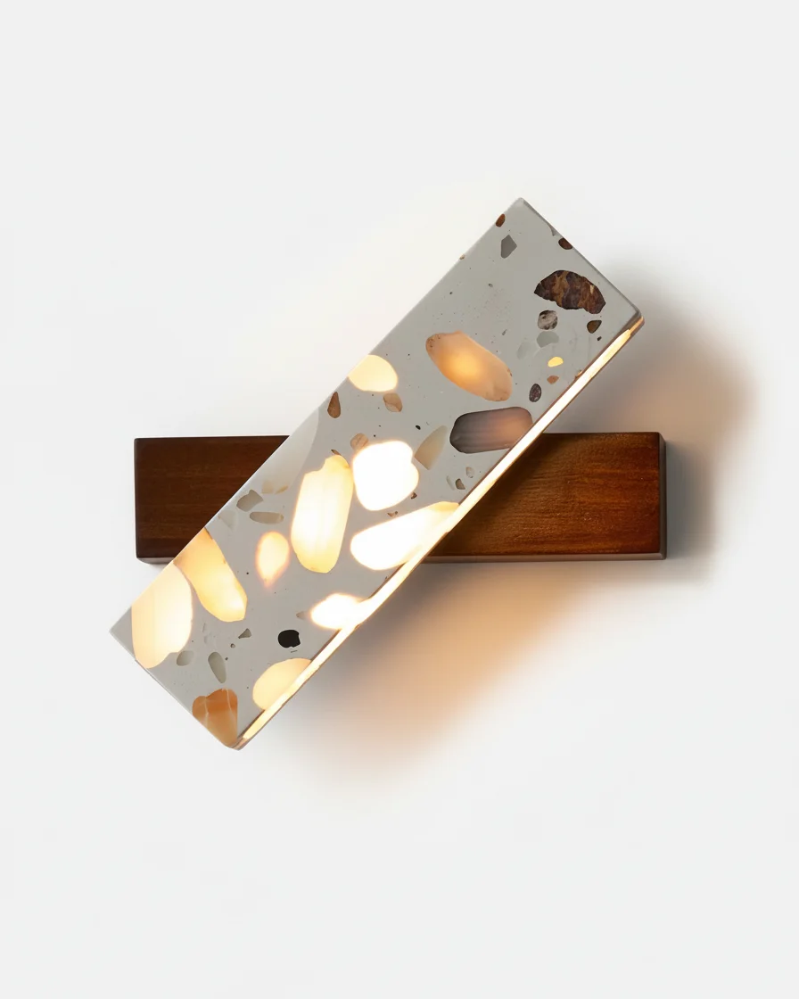 Wall Sconce Terrazzo and Walnut Wood | Elka