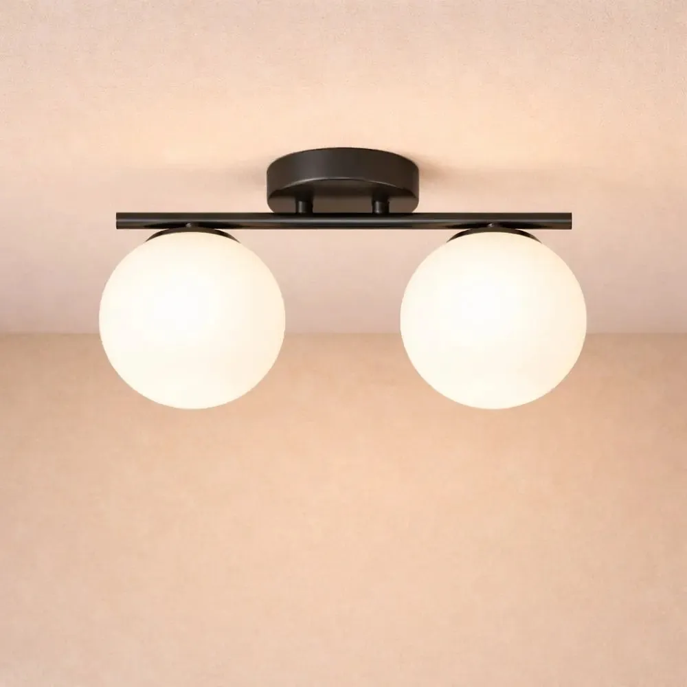 Ceiling Light Opal Glass and Brass Duo | Dorvëa