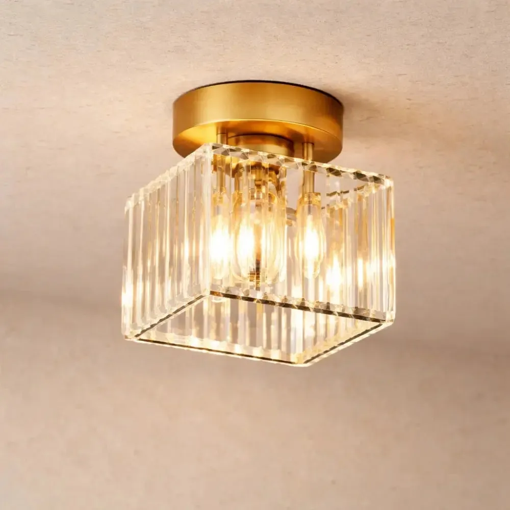 Ceiling Light Glass Cube Black Metal | Lyressa