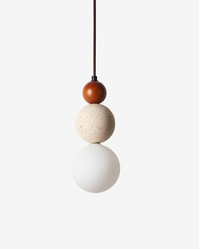 Pendant Light in Travertine and Wood | Coba
