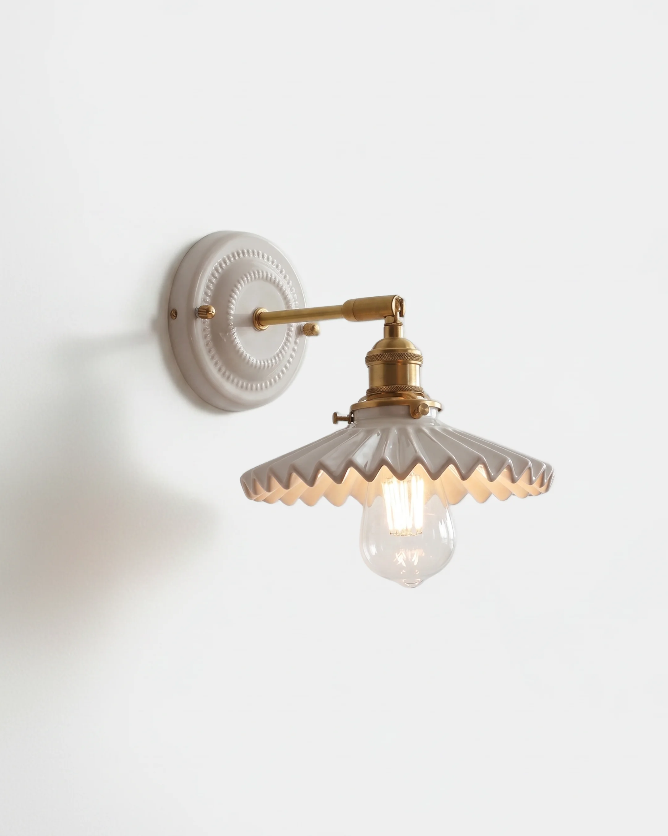 Wall Sconce Ceramic and Brass Wavy Shade | Letta
