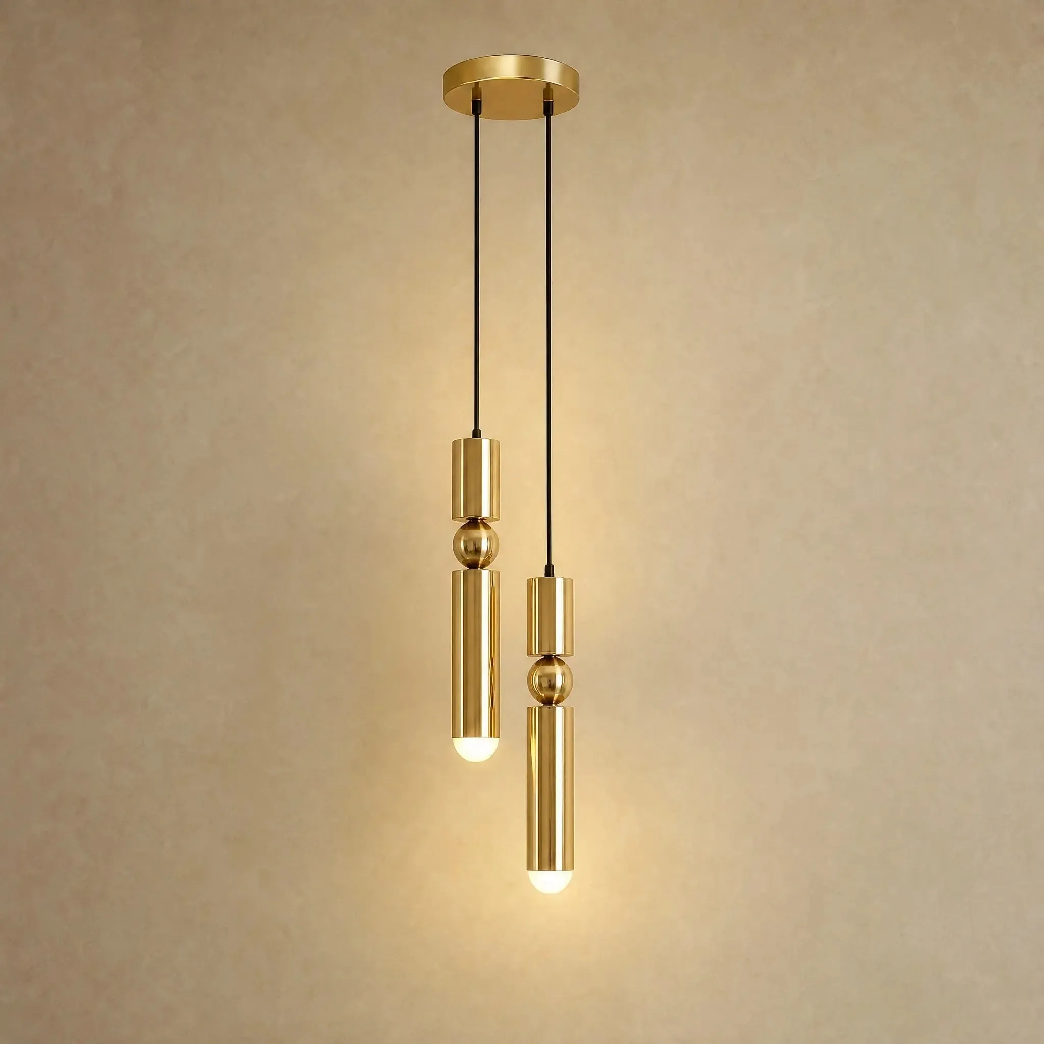 Pendant Light Brass Rod with Polished Ball | Sumiro